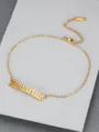 Titanium steel Aquarius zodiac anklet with old English font lettering in gold finish - Aquarius