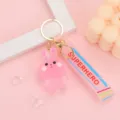 Gros plan détaillé du joli porte-clés lapin rose dessin animé avec accessoires dorés. - Style Lapin Rose (Spécial 1#) / 10 Pièces/Paquet
