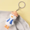 Cute cartoon duck keychain with a hat and blue vest, stylish bag accessory and metal ring. - Vest Duck / 10 Pieces Pack