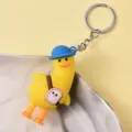 Cute cartoon yellow duck keychain with blue hat and metal ring, bag charm accessories gift. - Duck with Bag / 10 Pieces Pack