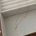 S925 Sterlingsilber minimalistischer Kreuz Anhänger Halskette für Damen feine Kette Schmuck - 925er Silber / Gold