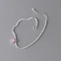 Tobillera de plata para mujer con colgante de cristal rosa y cadena brillante y elegante. - Tobillera Estrellada (Strass Rosa) / Rosa