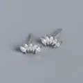 Pendientes de Botón con Corona de Zirconia y Plata de Ley 925 Para Mujer Chicas - Plata 925 / Oro blanco