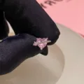 Pendientes de tuerca de corazón circonita rosa plata S925 joyería elegante - Plata 925 / Plata Circonita Rosa