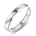 Vista detallada del anillo de pareja en plata fina 999 con un acabado brillante y curvado. - Estilo Liso Simple / Abierto Ajustable / Estilo de Hombre