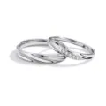 Conjunto de anillos de pareja de plata con diseño de ondas y piedras brillantes, elegantes. - Combinación de Anillos para Hombres y Mujeres / Abierto Ajustable / Par