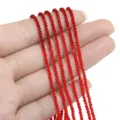 Rote Kristallglas facettierte Perlen Stränge Variante für DIY Armband und Schmuckdesign - 195 Stück/Packung (37cm) / 2mm (0.5mm Loch) / Rot