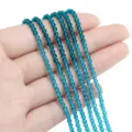 Blaue facettierte Kristallglas-Perlenstränge für DIY-Schmuckherstellung und Armbänder. - 125 Stück/Packung (37cm) / 3mm (0.5mm Loch) / Pfauenblau