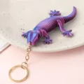 3D Printed Articulated Gecko Keychain Purple Gradient Cute Decompression Toy Pendant Gift - Blue-Purple Gradient (2)