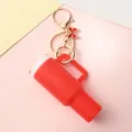 Mini tumbler cup keychain cute red metal key ring backpack pendant bag charm accessory - Red