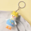 Cute cartoon duck keychain fashion bag pendant creative car key ring lovely accessories set - Blue Shirt Duck / 10 Pieces Pack