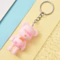 Mignon porte-clés ours rose pendentif de sac dessin animé accessoire élégant cadeau étudiant détail - Rose