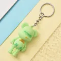 Porte-clés ours dessin animé vert avec joli nœud papillon et anneau pour sacs et clés - Vert