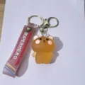 Mignon porte-clés ours marron translucide avec sangle à lettres accessoire de sac - Style Ours Dessin Animé (Spécial 4#) / 10 Pièces/Paquet