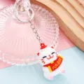 Süße Glückskatze Schlüsselanhänger weich PVC 3D Puppe Anhänger Taschenschmuck Geschenk. - Reichtum aus allen Richtungen Stil
