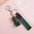 Porte-clés ours en résine mignon avec lanière en cuir vert foncé et anneau métallique, accessoire. - Style Ours Sangle Cuir Vert Foncé (Spécial 9#) / 10 Pièces/Paquet