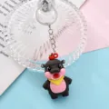Cute 3D cartoon hippo keychain creative animal backpack pendant metal keyring ornament - Style 5