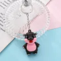 Cute 3D cartoon hippo keychain and stylish bag pendant variant in black and pink design. - Style 7