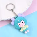 Schattige cartoon anime figuur sleutelhanger variant met blauw haar voor tassen en sleutels. - Blauwgroen Haarmeisje Stijl (Stijl 1531-1)
