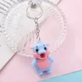 Cute blue hippo keychain variant, fun cartoon backpack pendant with metal ring holder. - Style 9