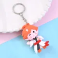 Schattige anime cartoon siliconen sleutelhanger figuur tassenhanger auto accessoire - Rood-Wit Cartoon Stijl (Stijl 1531-2)