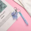 Porte-clés chien en résine bleue mignon chiot anneau de clé avec sangle et breloque. - Style Chien Bleu Sangle (Spécial 17#) / 10 Pièces/Paquet