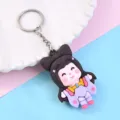 Leuke anime figuur sleutelhanger PVC cartoon tas hanger sleutelhanger cadeau - Zwart Haar Zwarte Kleding Anime Personage Stijl (Stijl 1531-5)