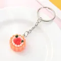 Cute simulation cake keychain, resin strawberry dessert bag charm for keys and cute gifts. - Orange