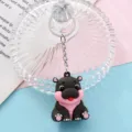 Cute 3D cartoon hippo keychain, adorable animal bag charm and stylish metal key ring accessory. - Style 13