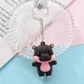 Cute cartoon hippo keychain, creative soft rubber animal bag pendant, stylish keyring accessory. - Style 14