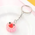 Cute pink cake simulation keychain cute fruit dessert bag pendant pink variant for women - Pink