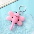 Leuke roze cartoon libel sleutelhanger zacht rubberen ring schattige tas hanger voor dames - Roze Libel Pop (5)