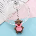 Cute 3D cartoon hippo keychain, adorable silicone animal bag pendant key ring accessory. - Style 16