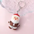Brauner Weihnachtsmann Schlüsselanhänger süßer Silikon Feiertagsgeschenk Anhänger - Braun Weiß Weihnachtsmann Stil (7)