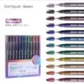 Lot de 12 stylos gel nail art métallisés professionnels avec pointes de 1,0 mm pour le DIY. - Couleur Métallique Classique