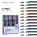 Lot de 12 stylos gel métallisés pour le nail art avec pointes de 1,0 mm et tons macaron - Couleur Métallique Macaron
