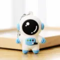 Cute astronaut keychain soft rubber pendant bag accessory car key chain space element - L / Blue