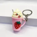 Leuke aardbei ijsbeker sleutelhanger voor vrouwen en meisjes, schattige tas hanger. - Rozerood Aardbei