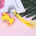 Cute cartoon unicorn keychain soft rubber doll colorful pony bag pendant car accessories gift - Yellow Unicorn
