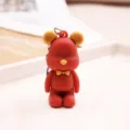 Porte-clés mignon ours de dessin animé rouge pour clés de voiture, joli pendentif en silicone. - Rouge