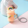 Leuke cartoon beer regenboog koffiekop sleutelhanger voor vrouwen, schattige tas hanger. - Oranje Regenboog