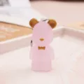 Porte-clés ours rose mignon avec oreilles et nœud dorés, accessoire tendance pour sac à dos. - 9# Violet Gelée