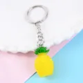 Süßer Harz gelber Ananas Schlüsselanhänger Taschenanhänger Frucht Anhänger Metall Zubehör - Ananas