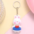 Carino portachiavi coniglio cartone animato anello metallo ciondolo borsa regalo - Blu (Grande)