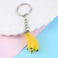 Süßer Bananen Schlüsselanhänger Anhänger Tasche Dekoration Harz Material Metall Ring - Banane