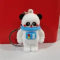 Cute astronaut panda keychain silicone bag charm space element car keyring gift accessory - Space Panda / Blue