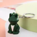 Green geometric pixel frog PVC soft rubber keychain cute animal keyring for car keys backpack - Frog