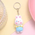 Süßer Cartoon Kaninchen Schlüsselanhänger, weicher PVC Anhänger für Autoschlüssel und Taschen. - Groß Hellblau / 5.5x3.0cm