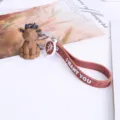 Cute geometric animal keychain with silicone strap and metal ring for bags and keys daily use - Deer