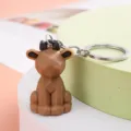 Cute geometric animal keychain made of soft PVC rubber, perfect for car keys and bags stylish. - Deer